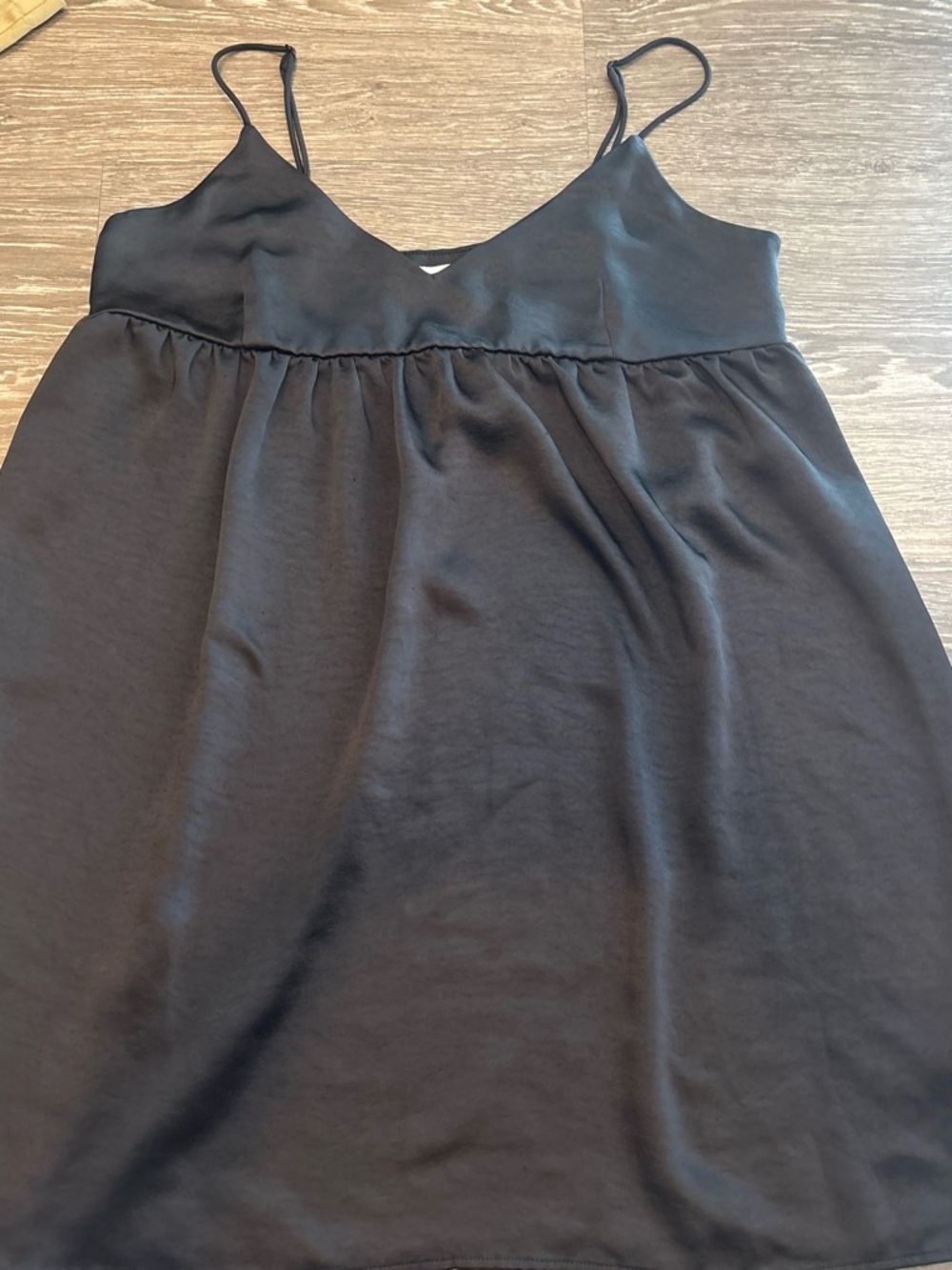 Molly Green Black Satin Slip Dress with Spaghetti Straps